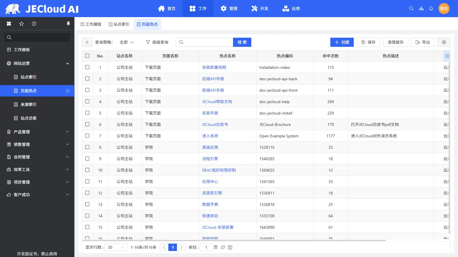 网站运营 · 页面热点